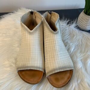 Felmini Cream Ankle Booties with Open-Toe and Low Heel